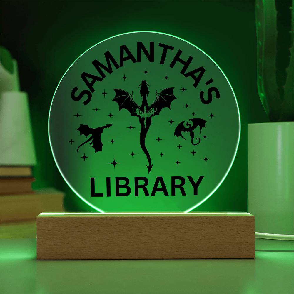 Custom LED Library Sign with Name, Personalized Book Nook Decor for Bookshelf, Ideal Book Lover Gift