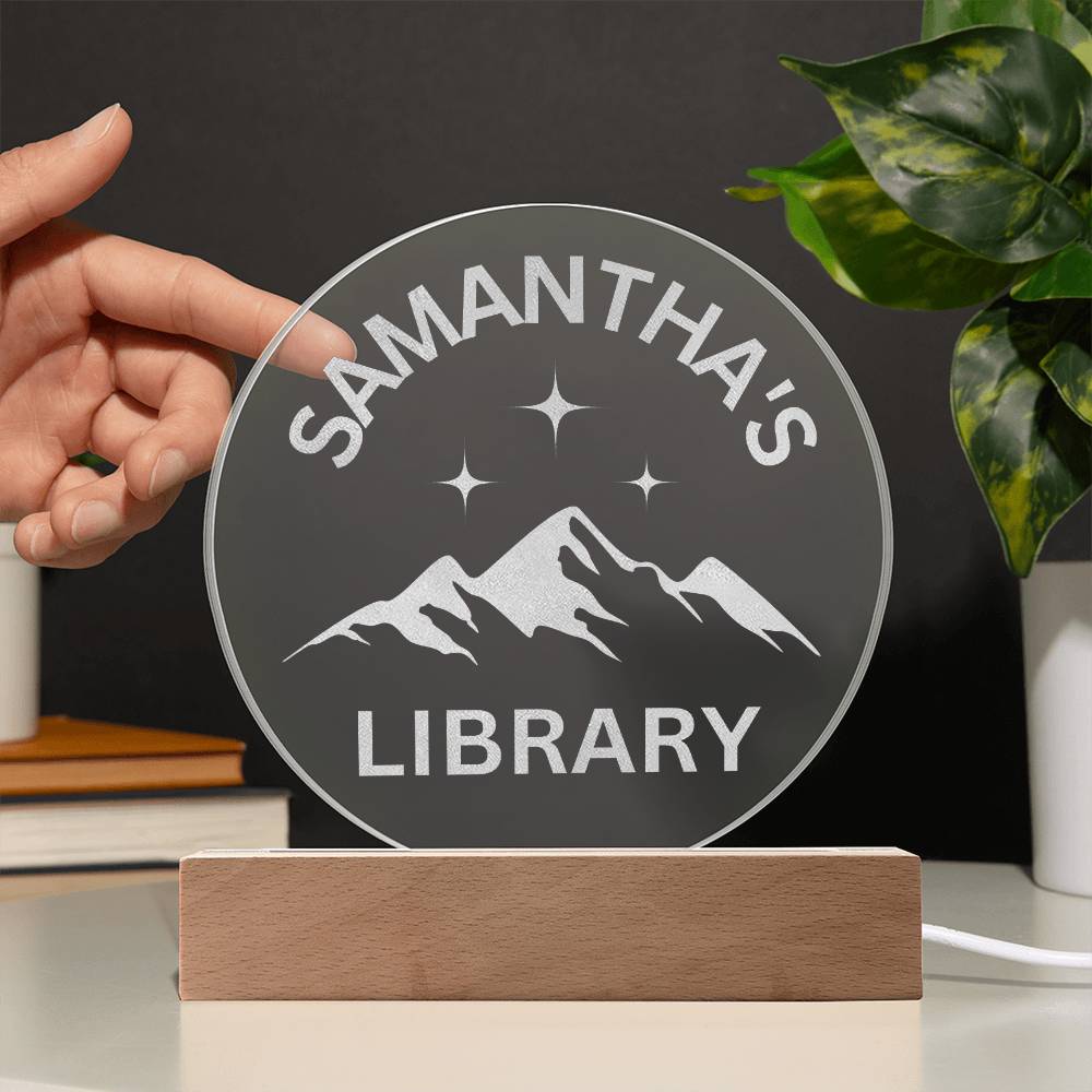 Custom Name LED Library Sign, Engraved Bookish Decor for Book Nook, Perfect Gift for Book Lovers & Readers