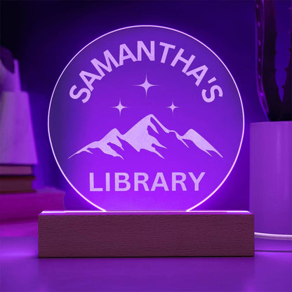 Custom Name LED Library Sign, Engraved Bookish Decor for Book Nook, Perfect Gift for Book Lovers & Readers