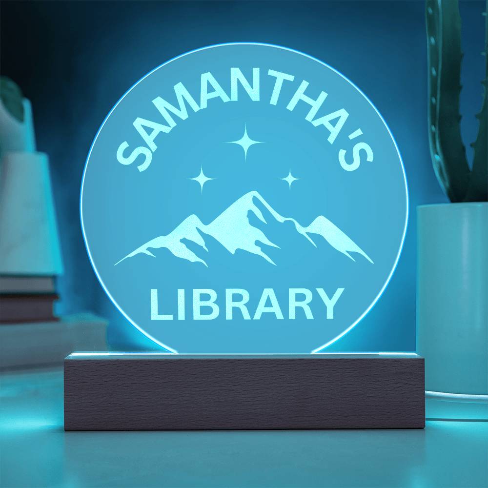 Custom Name LED Library Sign, Engraved Bookish Decor for Book Nook, Perfect Gift for Book Lovers & Readers