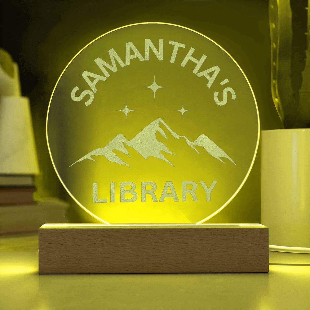 Custom Name LED Library Sign, Engraved Bookish Decor for Book Nook, Perfect Gift for Book Lovers & Readers