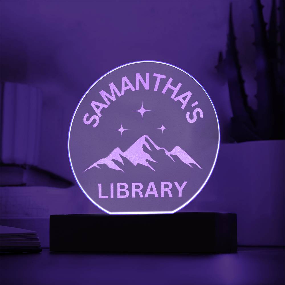 Custom Name LED Library Sign, Engraved Bookish Decor for Book Nook, Perfect Gift for Book Lovers & Readers