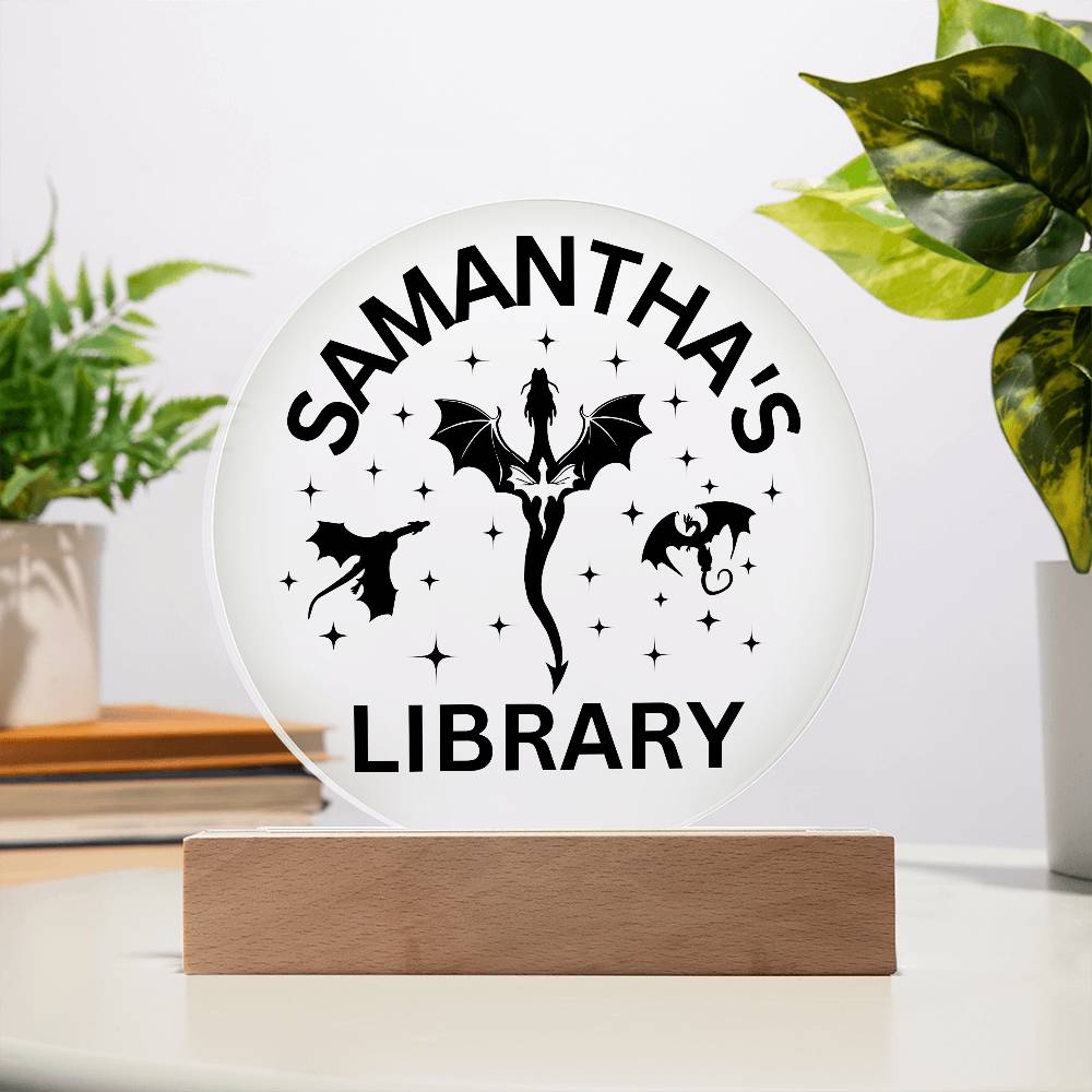 Custom LED Library Sign with Name, Personalized Book Nook Decor for Bookshelf, Ideal Book Lover Gift