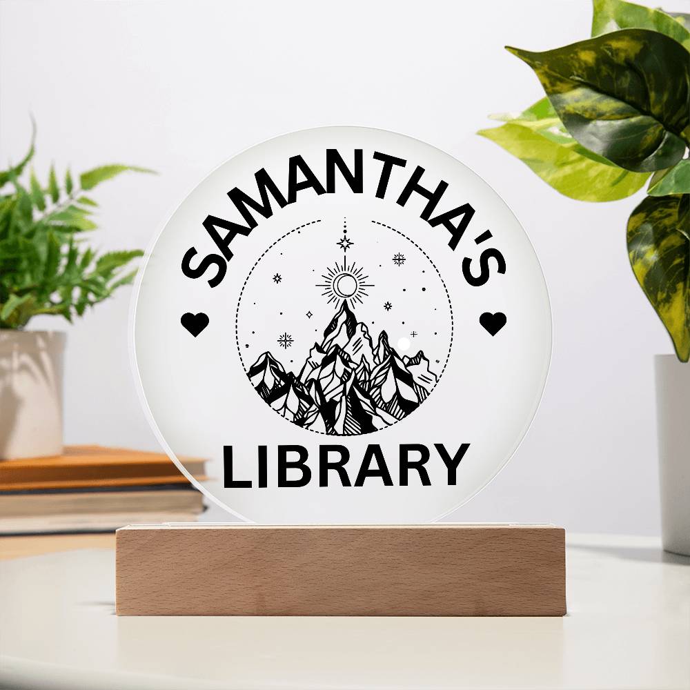 Personalized LED Library Sign with Custom Name, Unique Bookish Decor for Book Nooks & Gifts for Book Lovers, Christmas Gift