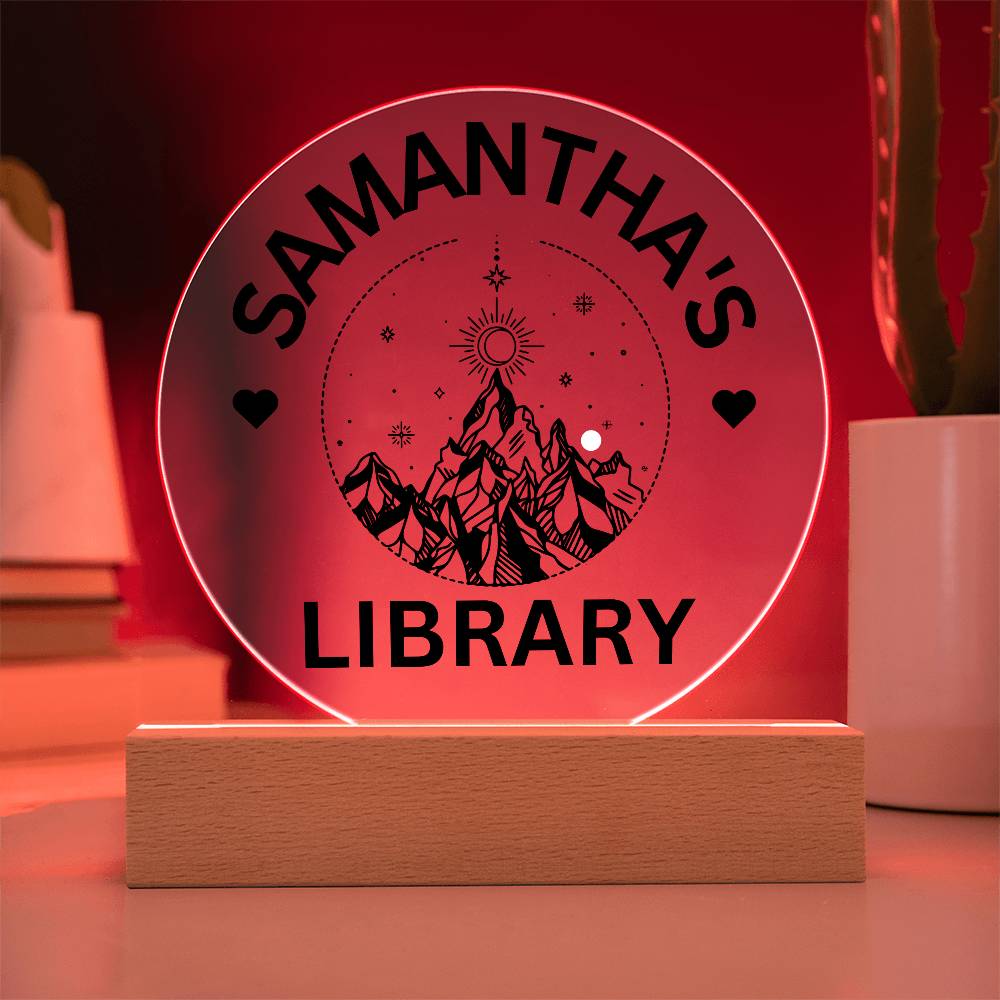 Personalized LED Library Sign with Custom Name, Unique Bookish Decor for Book Nooks & Gifts for Book Lovers, Christmas Gift