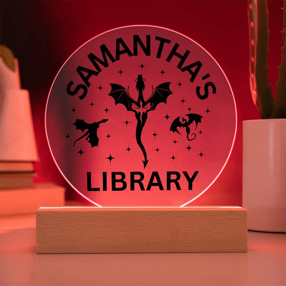 Custom LED Library Sign with Name, Personalized Book Nook Decor for Bookshelf, Ideal Book Lover Gift