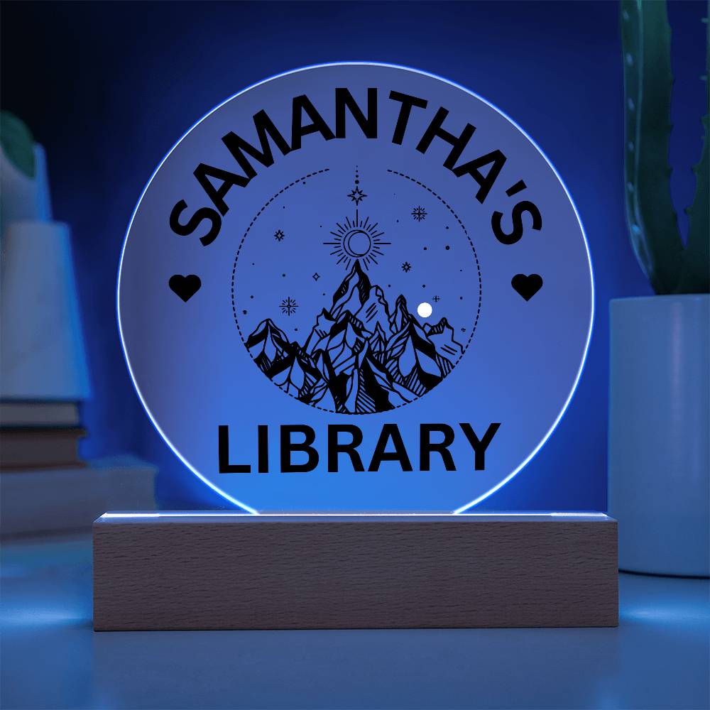 Personalized LED Library Sign with Custom Name, Unique Bookish Decor for Book Nooks & Gifts for Book Lovers, Christmas Gift