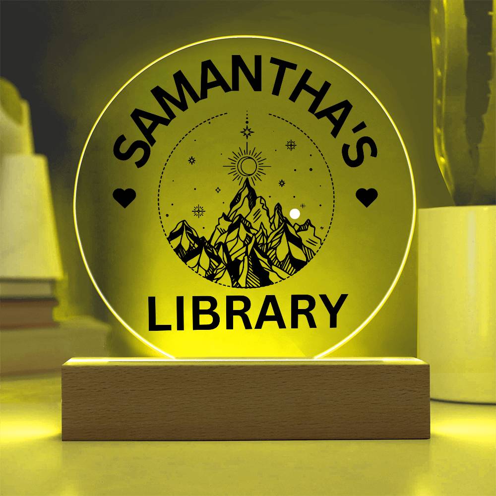 Personalized LED Library Sign with Custom Name, Unique Bookish Decor for Book Nooks & Gifts for Book Lovers, Christmas Gift