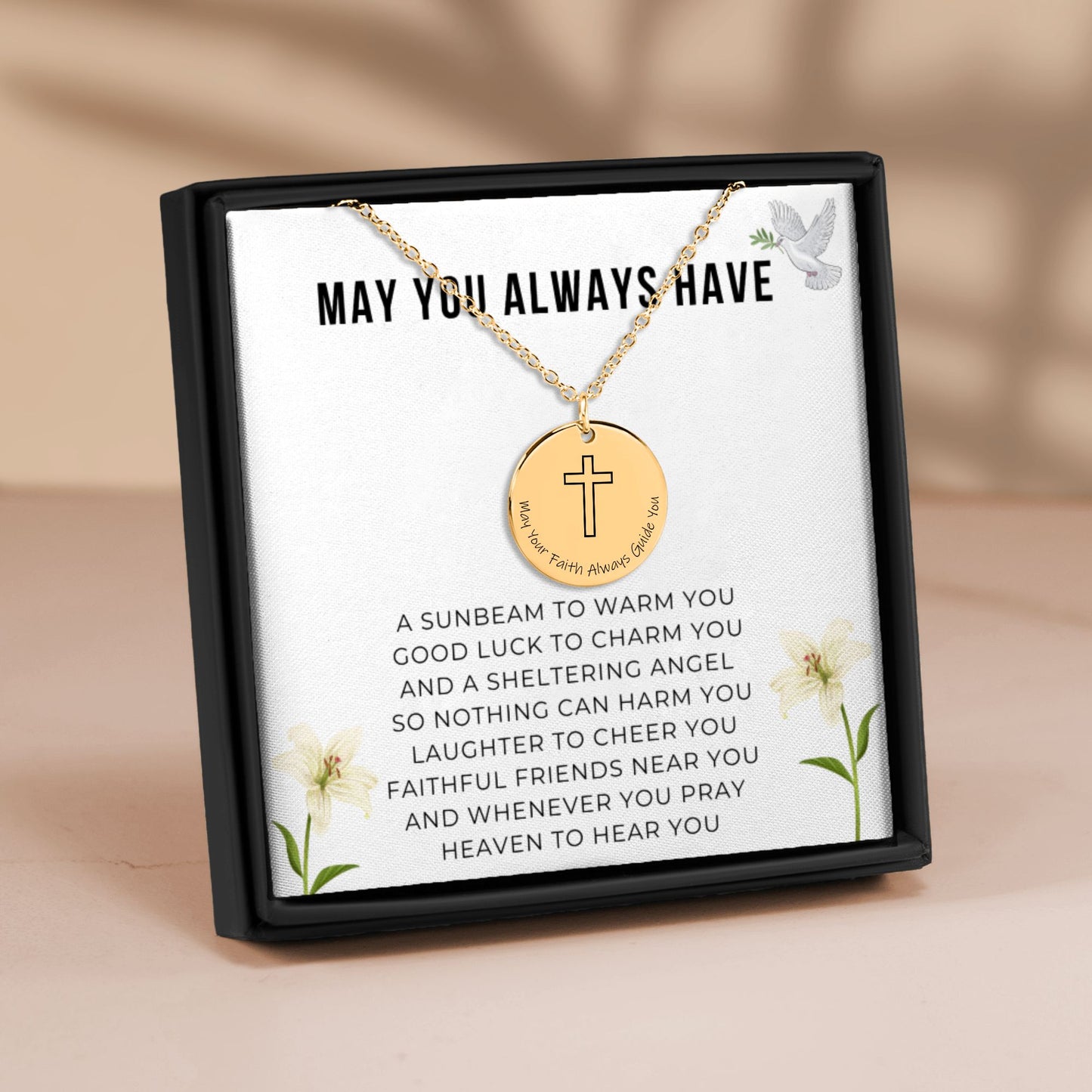 First Communion Necklace, Personalized Christian Gift for Girls, Cross Necklace Engraved with Name & Date, Holy Communion Jewelry, Daughter